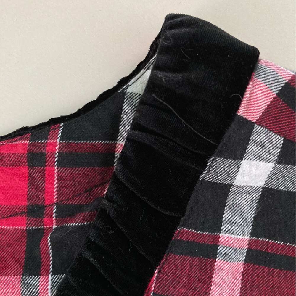 Lanz of Salzburg 100% Cotton Nightgown Dress Red Black Plaid Black Trim Size 1X - Picture 6 of 14